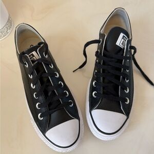 Converse Chuck Taylor All Star Lift Clean Ox Black Leather Sneakers Women